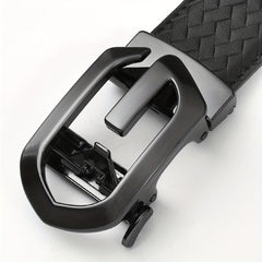 Men's Cowhide Belt w/Automatic Buckle Classic Woven Pattern