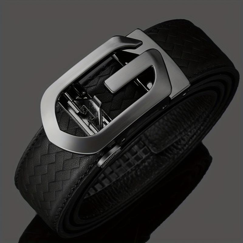 Men's Cowhide Belt w/Automatic Buckle Classic Woven Pattern