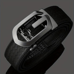 Men's Cowhide Belt w/Automatic Buckle Classic Woven Pattern