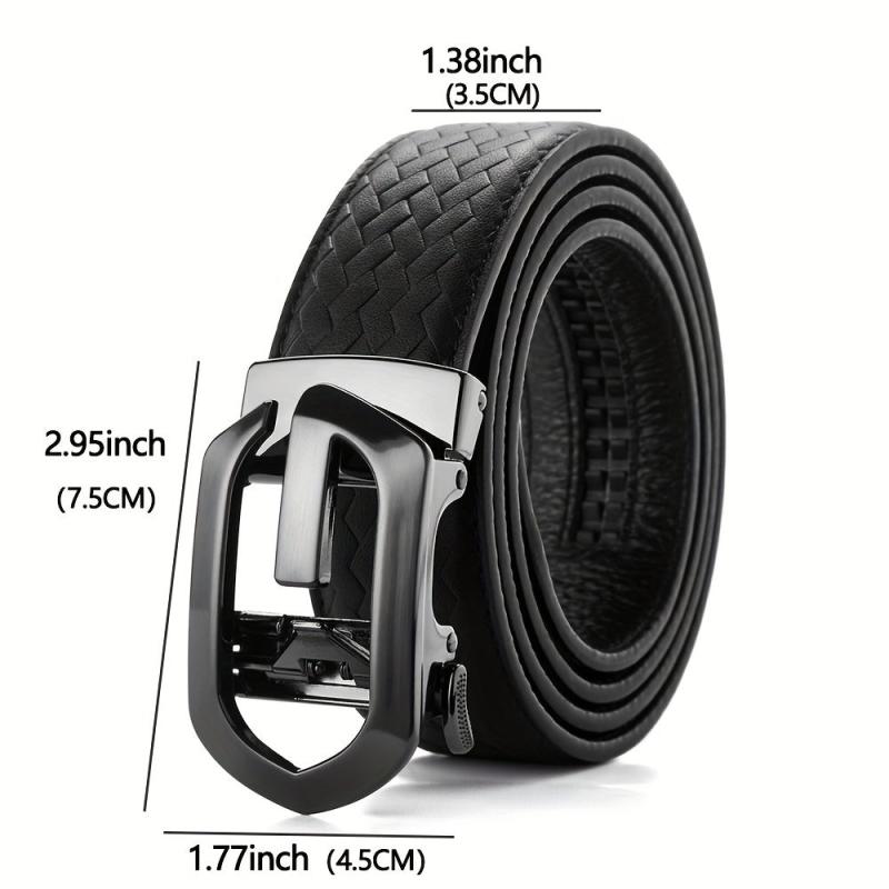 Men's Cowhide Belt w/Automatic Buckle Classic Woven Pattern