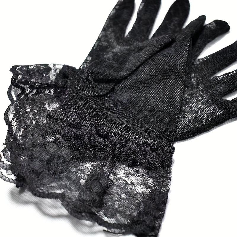 Bowknot Lace Gloves Thin Breathable Short Gloves Elastic Wedding Dress Gloves