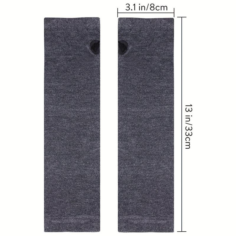 Striped Knitted Gloves Fingerless Arm Warm Long Sleeve With Thumb Hole for Women