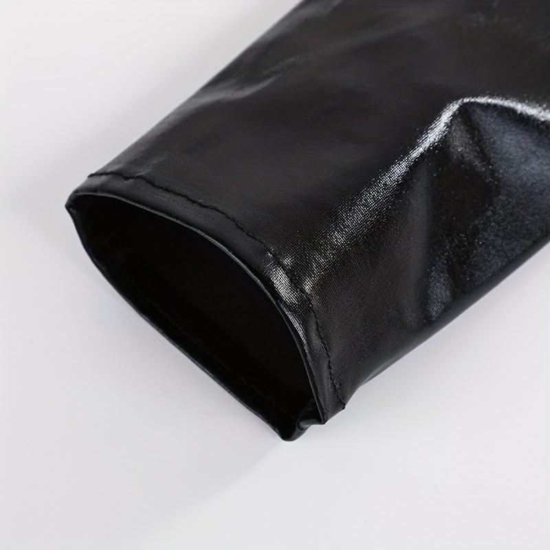 PU Leather Punk Long Gloves Gothic Bright Gloves Dance Gloves