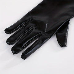 PU Leather Punk Long Gloves Gothic Bright Gloves Dance Gloves