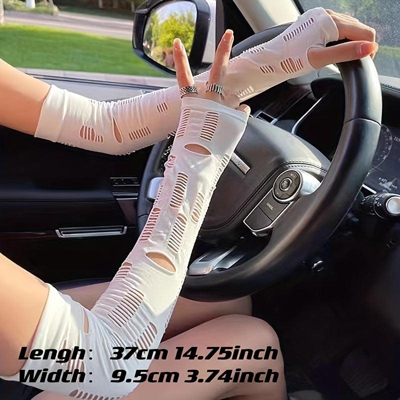 Arm Sleeve Elastic Fingerless Gloves With Thumb Hole for Outdoor