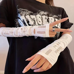 Arm Sleeve Elastic Fingerless Gloves With Thumb Hole for Outdoor
