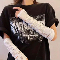 Arm Sleeve Elastic Fingerless Gloves With Thumb Hole for Outdoor
