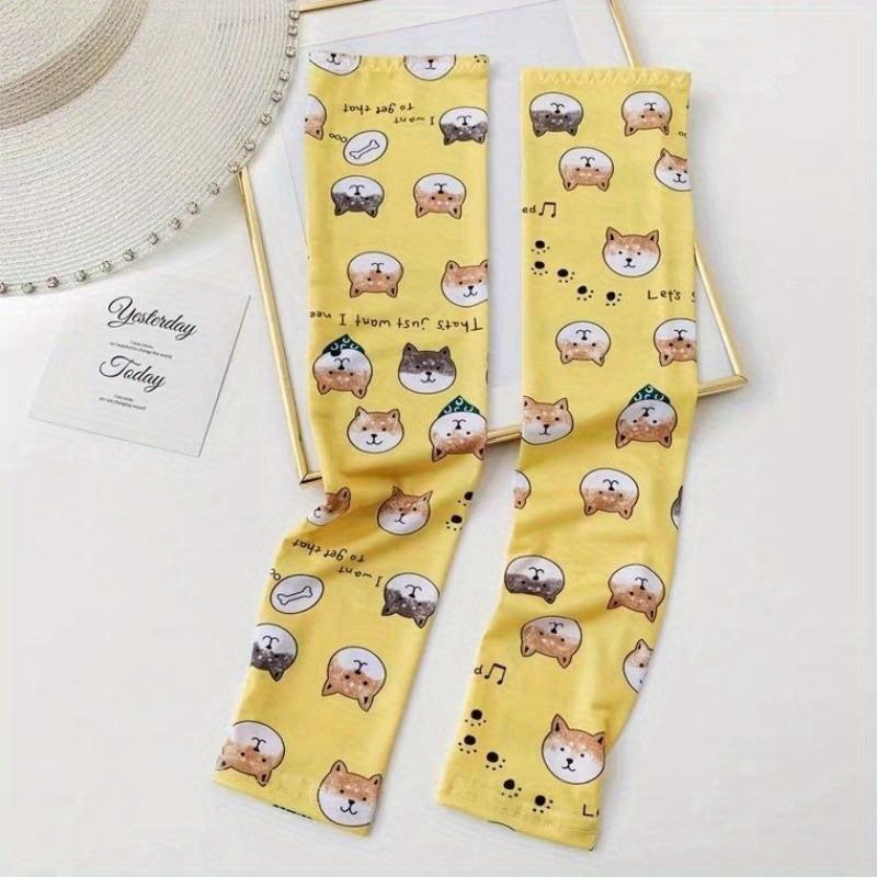 Cartoon Print Ice Sleeve Women's Sunscreen UV Protection Arm Gloves