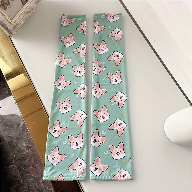 Cartoon Print Ice Sleeve Women's Sunscreen UV Protection Arm Gloves
