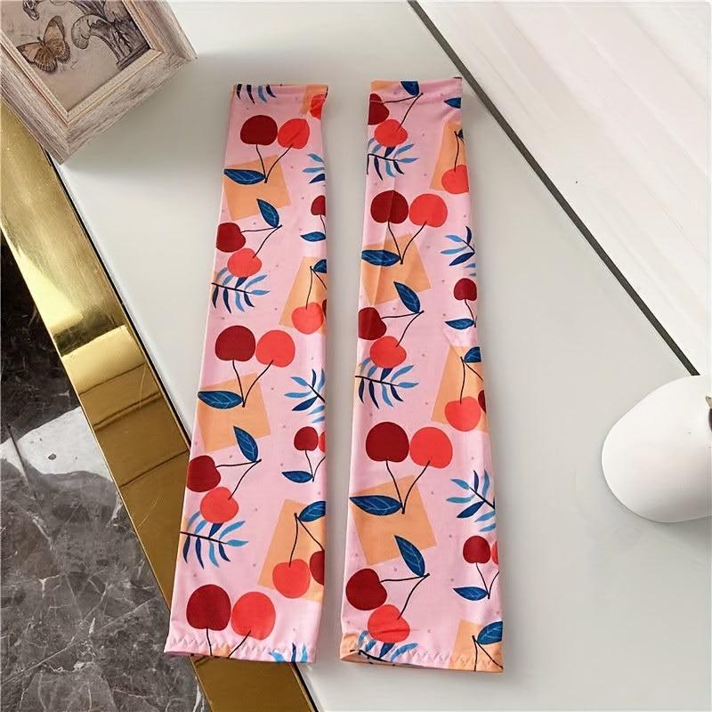 Cartoon Print Ice Sleeve Women's Sunscreen UV Protection Arm Gloves