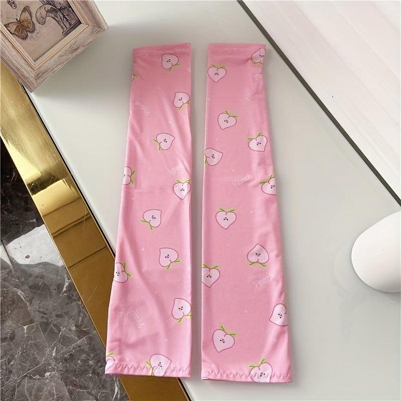 Cartoon Print Ice Sleeve Women's Sunscreen UV Protection Arm Gloves