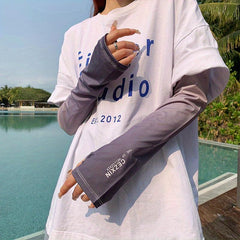 Gradient Sunscreen Sleeves Loose UV Protection Long Arm Ice Sleeves