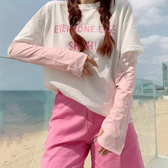 Gradient Sunscreen Sleeves Loose UV Protection Long Arm Ice Sleeves