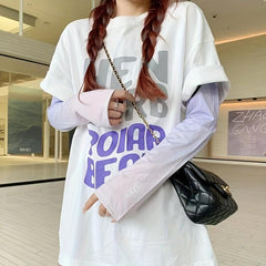 Gradient Sunscreen Sleeves Loose UV Protection Long Arm Ice Sleeves
