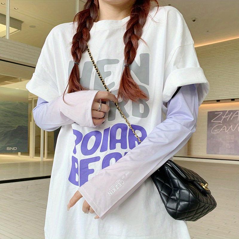 Gradient Sunscreen Sleeves Loose UV Protection Long Arm Ice Sleeves