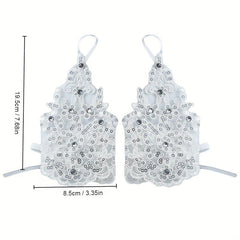 Bride Wedding Dress Gloves Sequin Decoration Hanging Finger Wrist Gloves