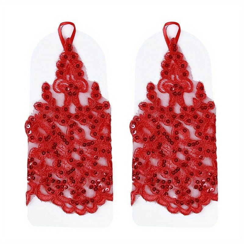 Bride Wedding Dress Gloves Sequin Decoration Hanging Finger Wrist Gloves