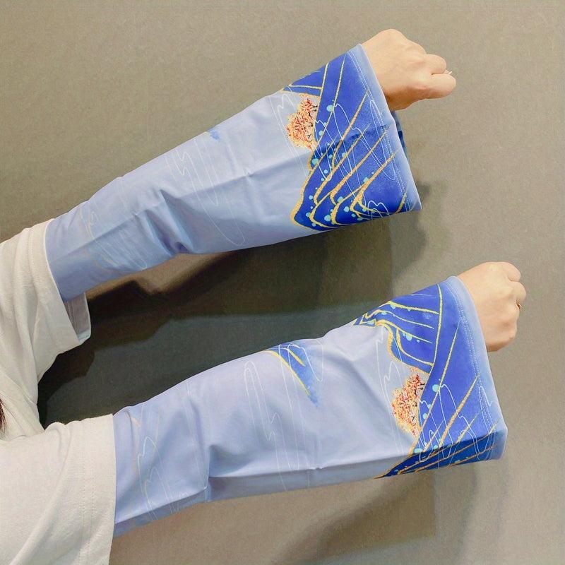 Cartoon Print Sunproof Ice Sleeves Fingerless Gloves Women