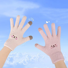 Cartoon Embroidered Winter Gloves for Women