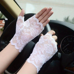 Fingerless Lace Gloves for Women, Breathable Driving Gloves