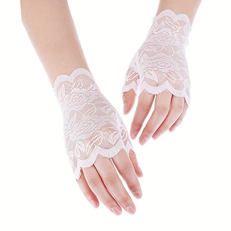 Fingerless Lace Gloves for Women, Breathable Driving Gloves