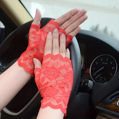 Fingerless Lace Gloves for Women, Breathable Driving Gloves