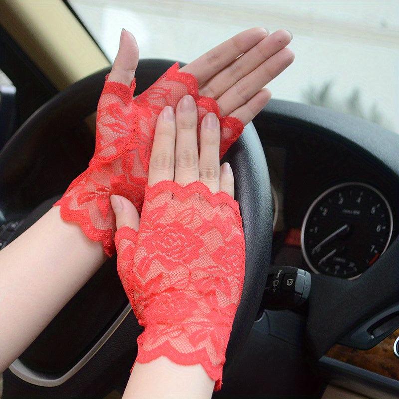 Fingerless Lace Gloves for Women, Breathable Driving Gloves