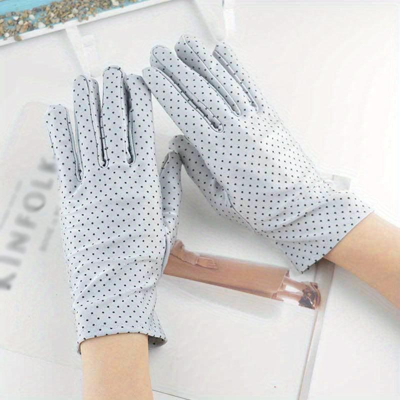 Polka Dot Print Gloves Solid Short Cycling Gloves Women UV Protection