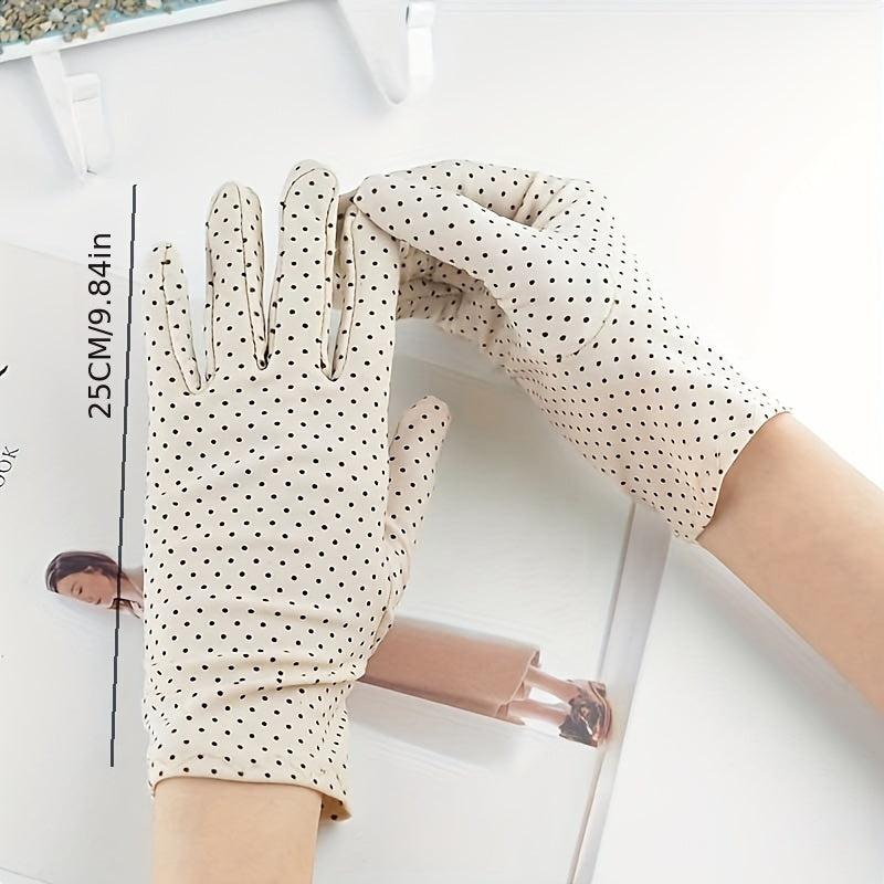 Polka Dot Print Gloves Solid Short Cycling Gloves Women UV Protection