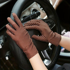 Polka Dot Print Gloves Solid Short Cycling Gloves Women UV Protection