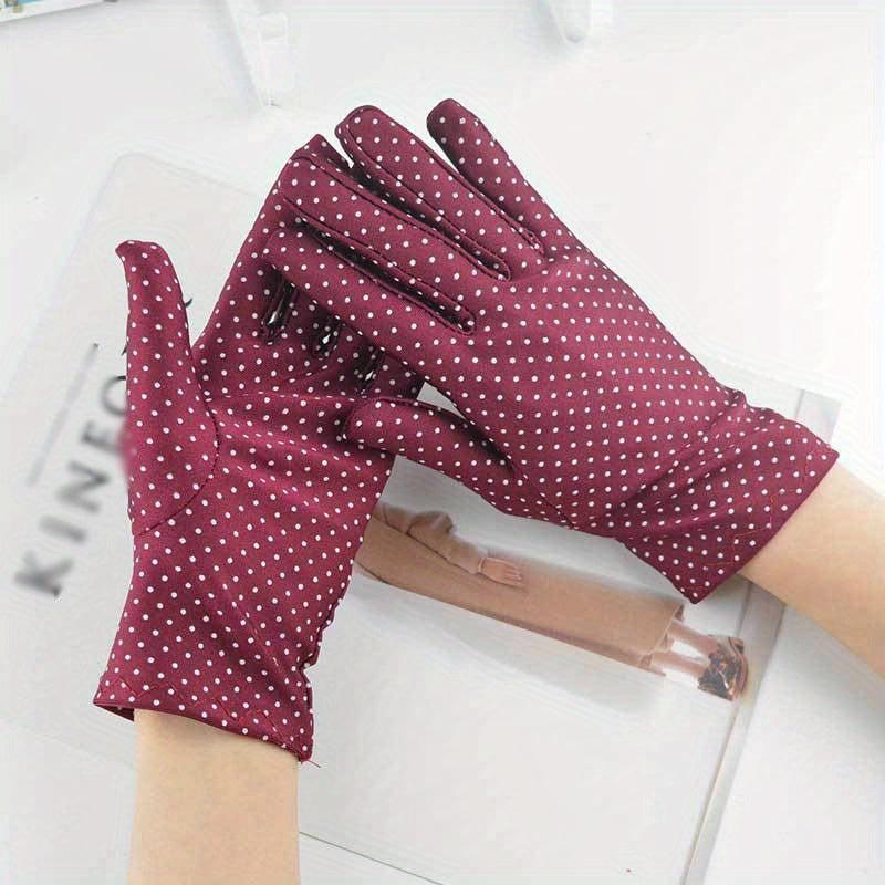 Polka Dot Print Gloves Solid Short Cycling Gloves Women UV Protection