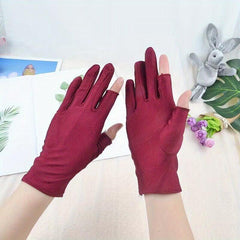 Sunproof Gloves Two-finger Short Gloves for Women