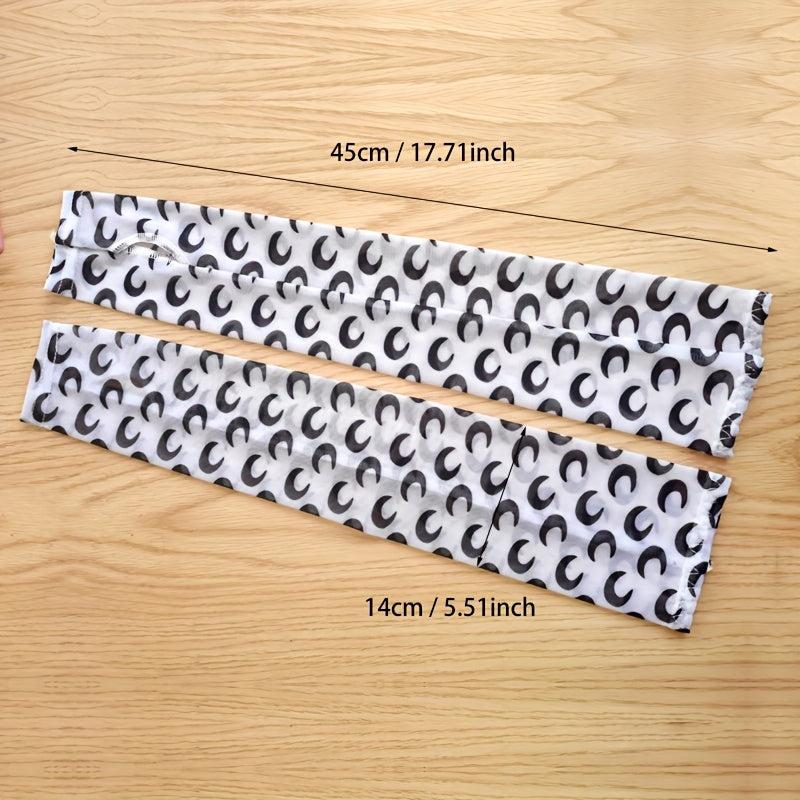 Extended Print Sleeves Sunproof Gloves Elastic Fingerless Long Gloves