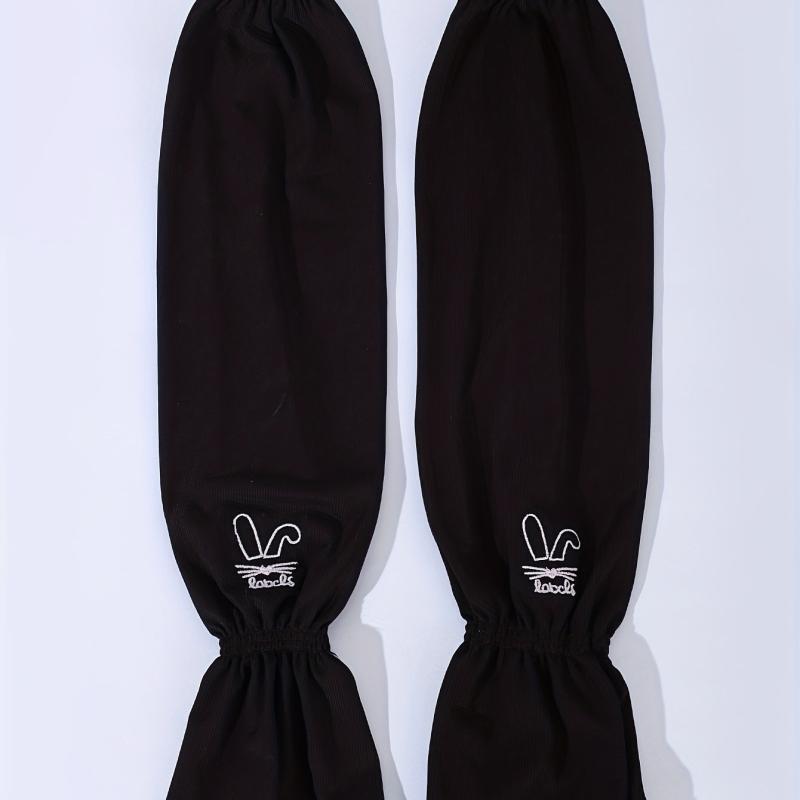 Rabbit Embroidery Gloves Cartoon Bunny Sunscreen Ice Gloves Women Sports