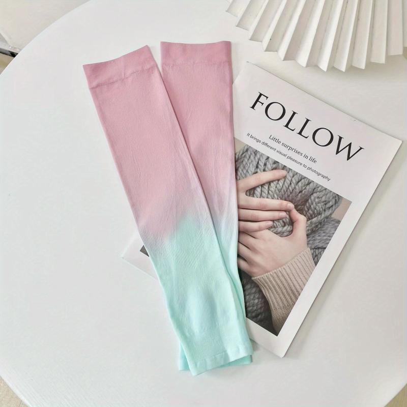 Candy Gradient Long Sleeve Women Casual Tie Dye UV Protection Ice Sleeves