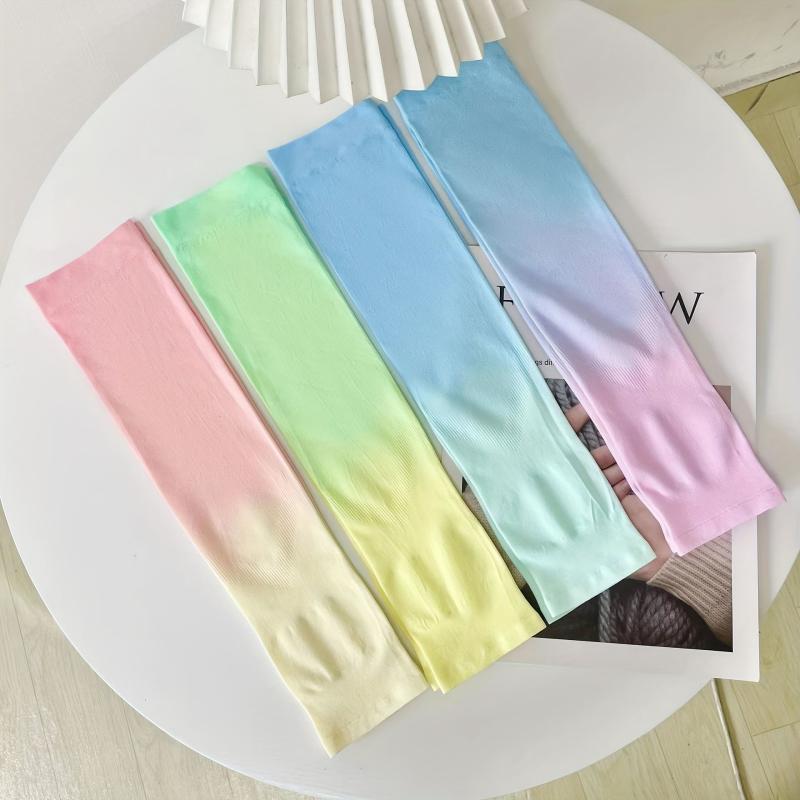 Candy Gradient Long Sleeve Women Casual Tie Dye UV Protection Ice Sleeves