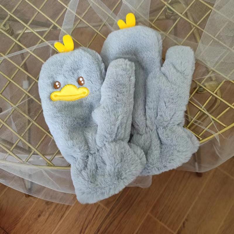 Thick Warm Gloves Mittens With Duck Pattern