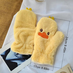 Thick Warm Gloves Mittens With Duck Pattern