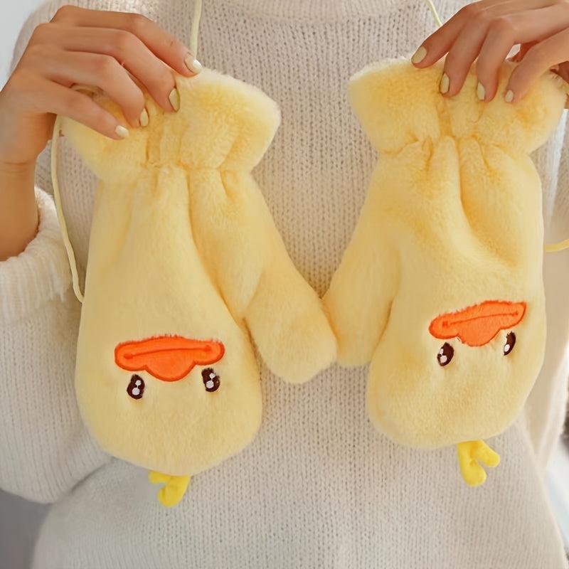 Thick Warm Gloves Mittens With Duck Pattern