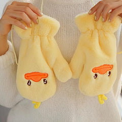 Thick Warm Gloves Mittens With Duck Pattern