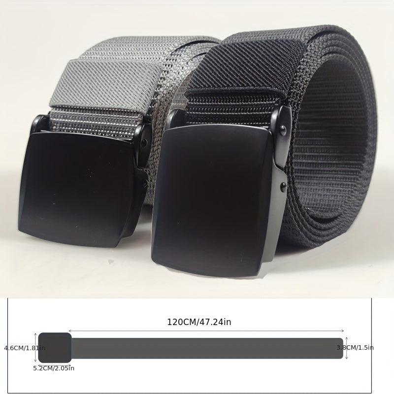 Men's Outdoor Canvas Belt with Zinc Alloy Automatic Buckle