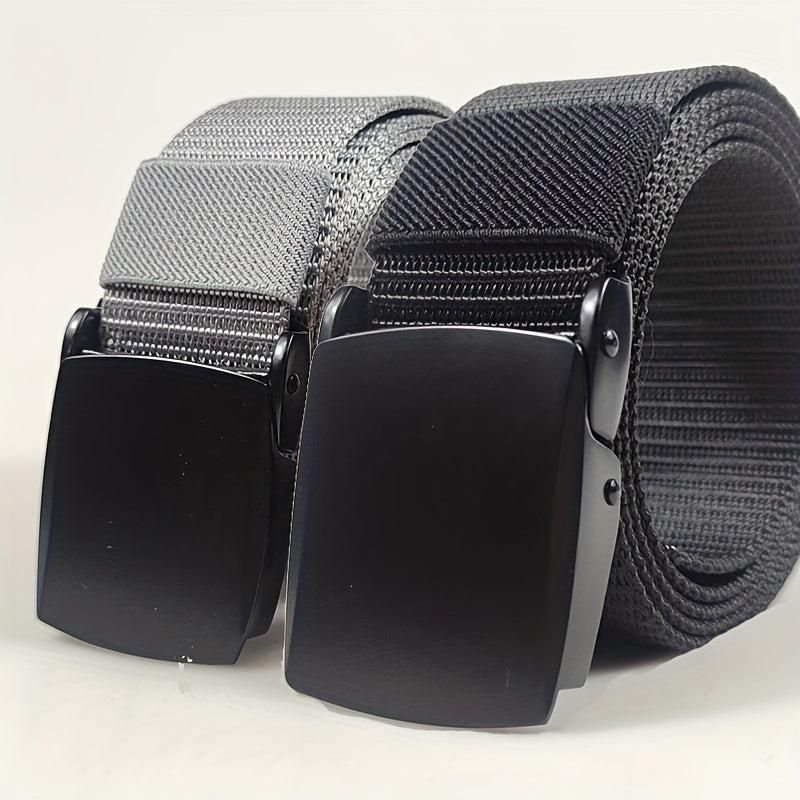 Men's Outdoor Canvas Belt with Zinc Alloy Automatic Buckle