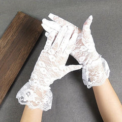 Short Lace Gloves Breathable Floral Gloves Bridal Wedding Gloves