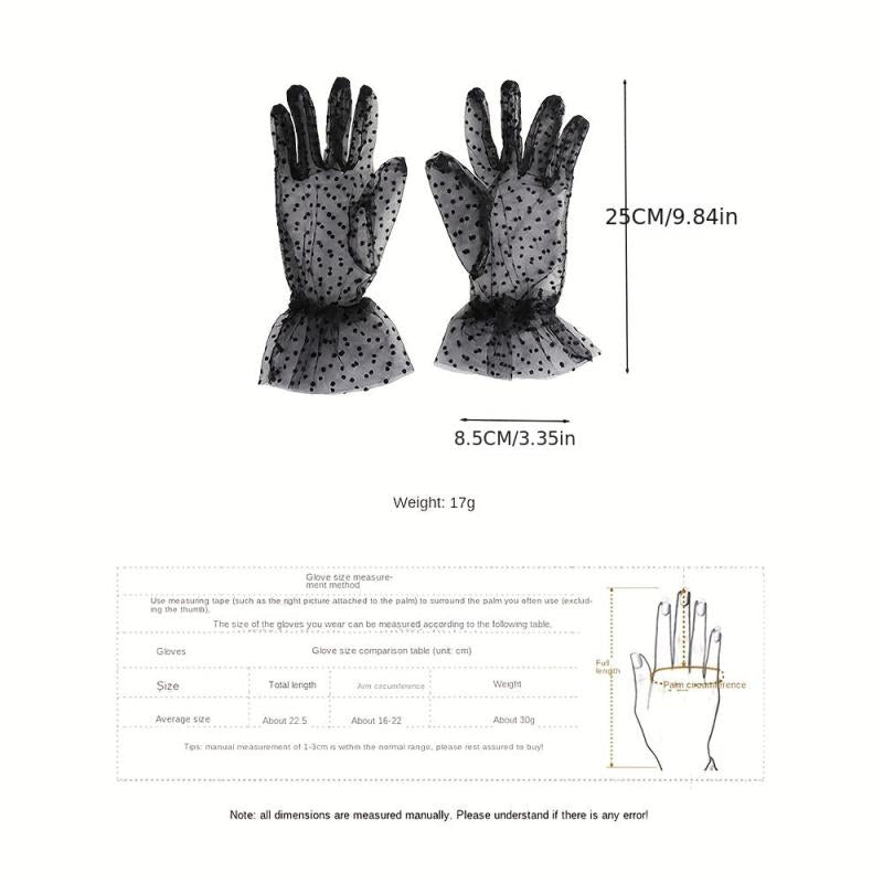 Polka Dot Lace Gloves Women Breathable Cycling Gloves Wedding Bridal