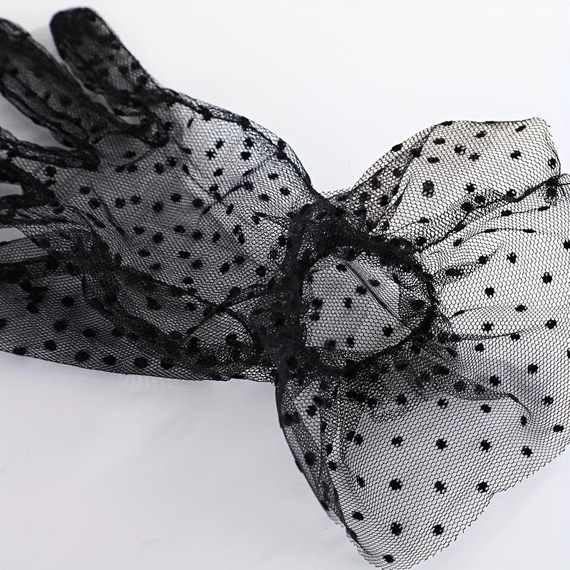 Polka Dot Lace Gloves Women Breathable Cycling Gloves Wedding Bridal