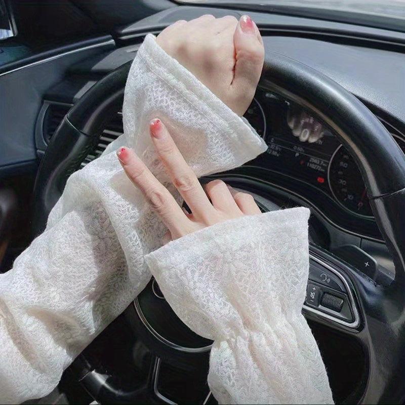 Lace Sunscreen Gloves Thin Breathable Long Sleeves for Women