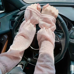 Lace Sunscreen Gloves Thin Breathable Long Sleeves for Women