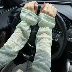 Lace Sunscreen Gloves Thin Breathable Long Sleeves for Women