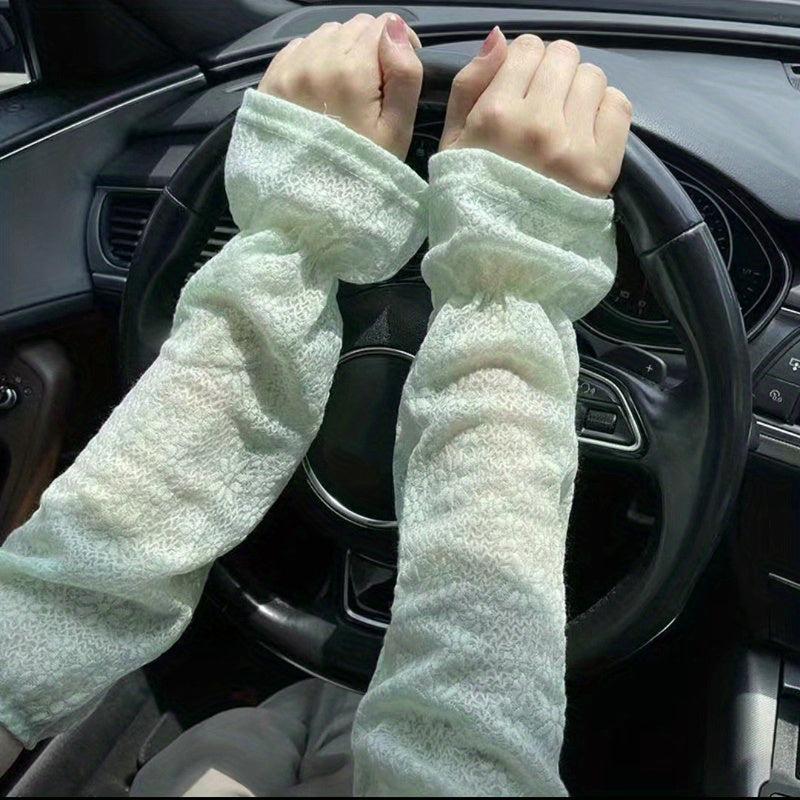 Lace Sunscreen Gloves Thin Breathable Long Sleeves for Women