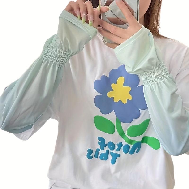 Gradient Sleeves Loose Sunscreen Ice Gloves for Women